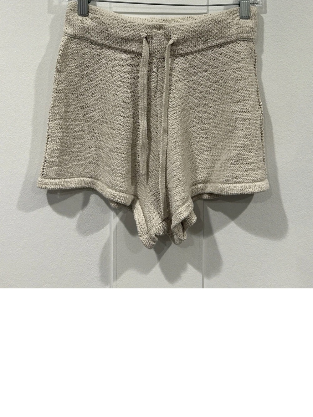 NEW WITHOUT TAG Cult Gaia Cotton Knit Drawstring Boho Shorts Neutrals - Picture 2 of 3